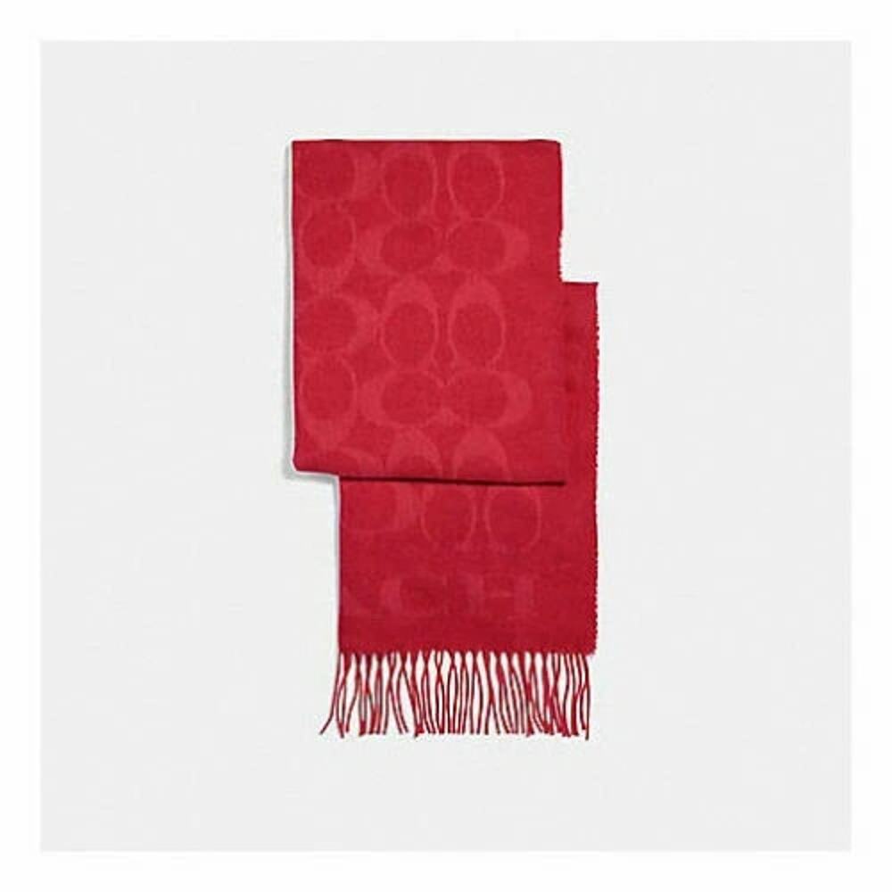 NEW Coach F77673 Signature C Muffler Scarf Bright Red Made in Italy MSRP $175